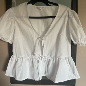 Live 4 Truth White Flutter Sleeve Peplum Blouse